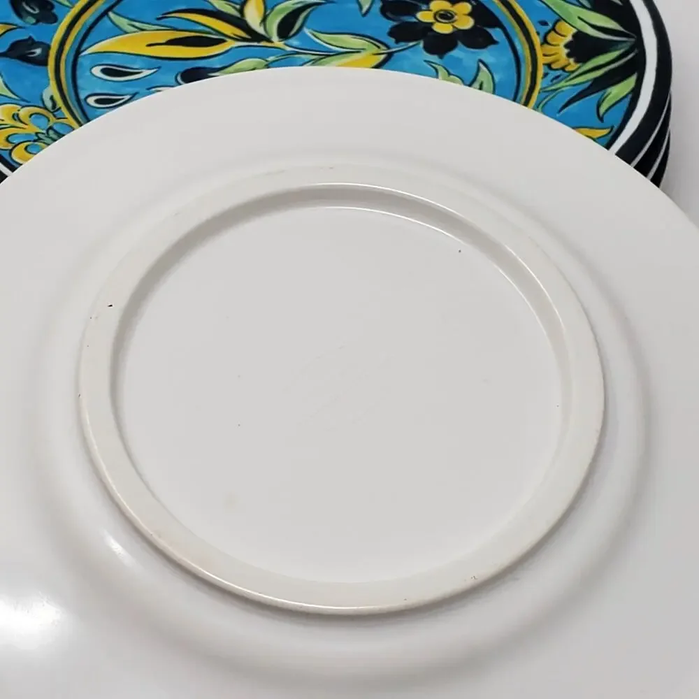 Williams Sonoma Melamine Salad Plate LA MED Blue Turquoise Floral 8.75